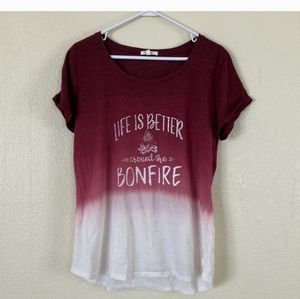Maurices Ombre Dip Dye Fall Bonfire Graphic T Shirt, XL
